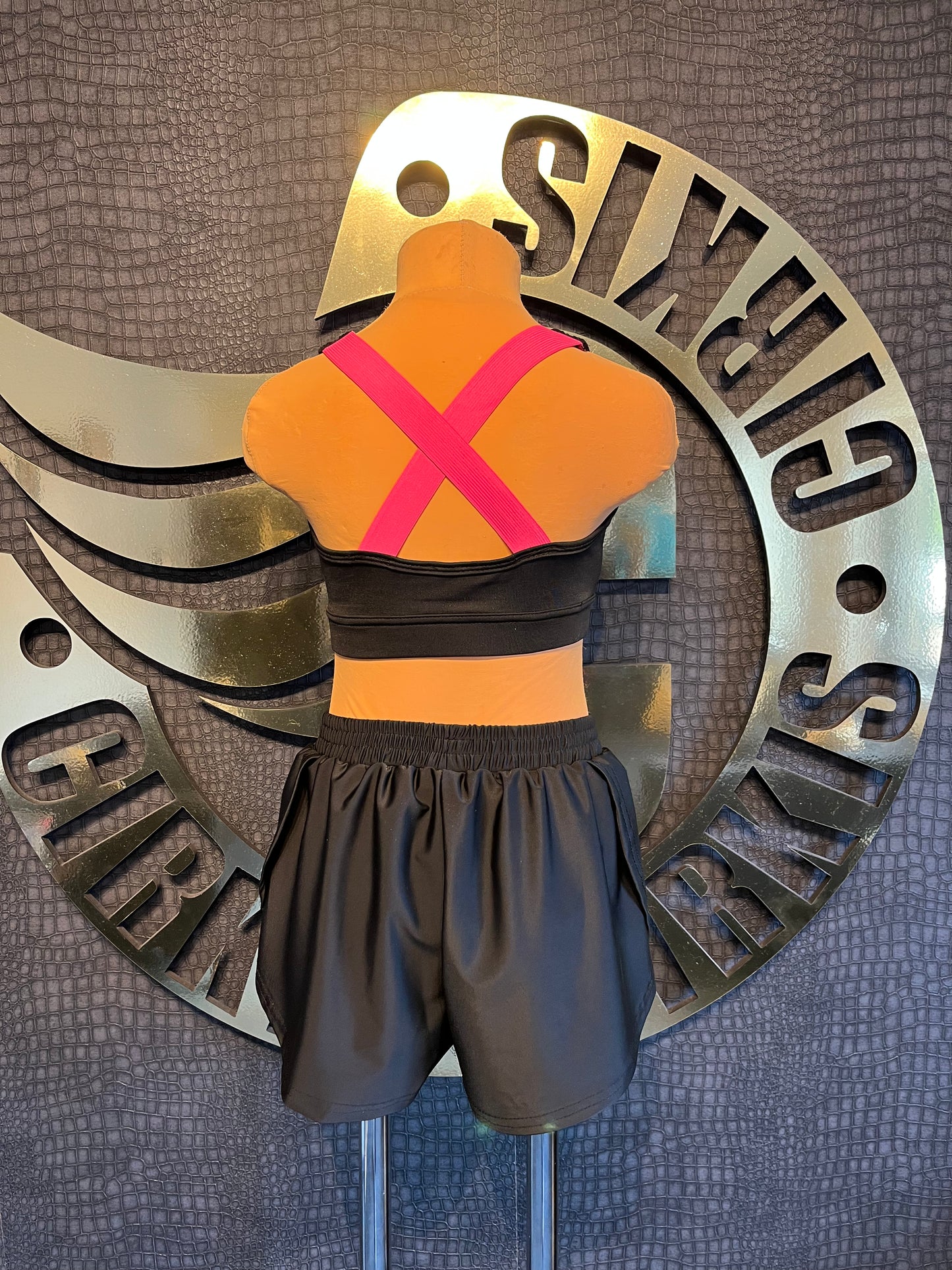 Cirkis Essentials Girls Pink Cross Strap Crop Top.