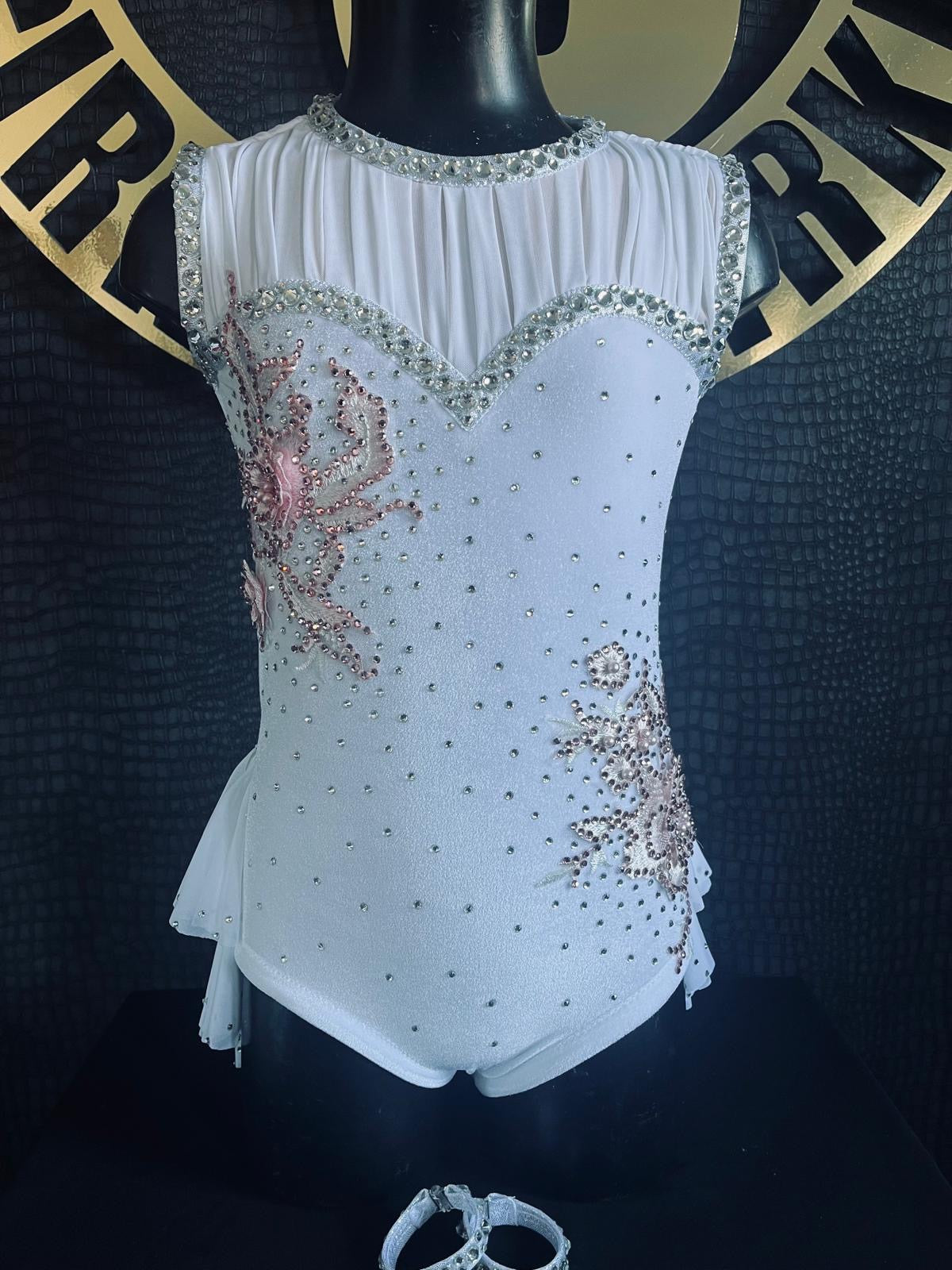 Age 9-11 years White, Silver & Pink Stage Costume