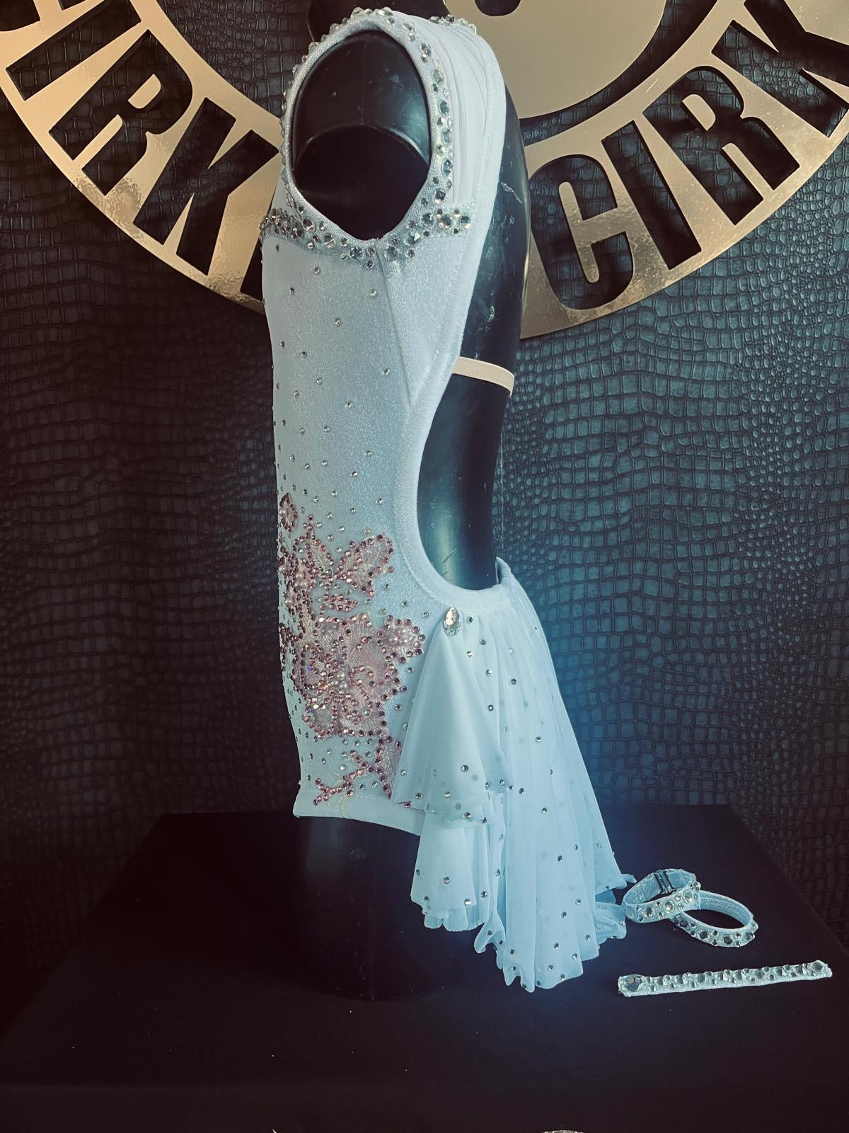 Age 9-11 years White, Silver & Pink Stage Costume