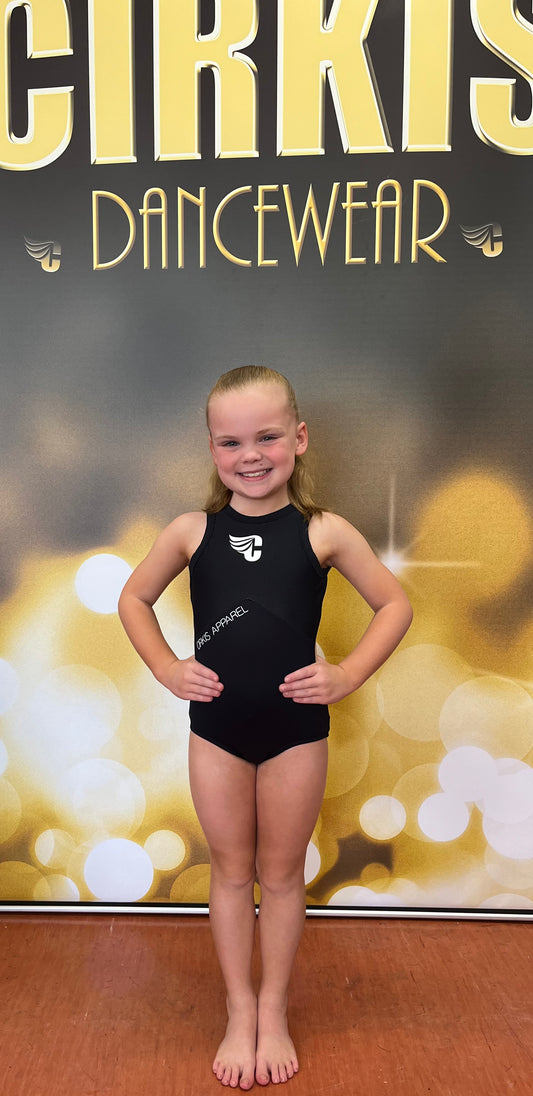 Girls Black And White Logo Leotard