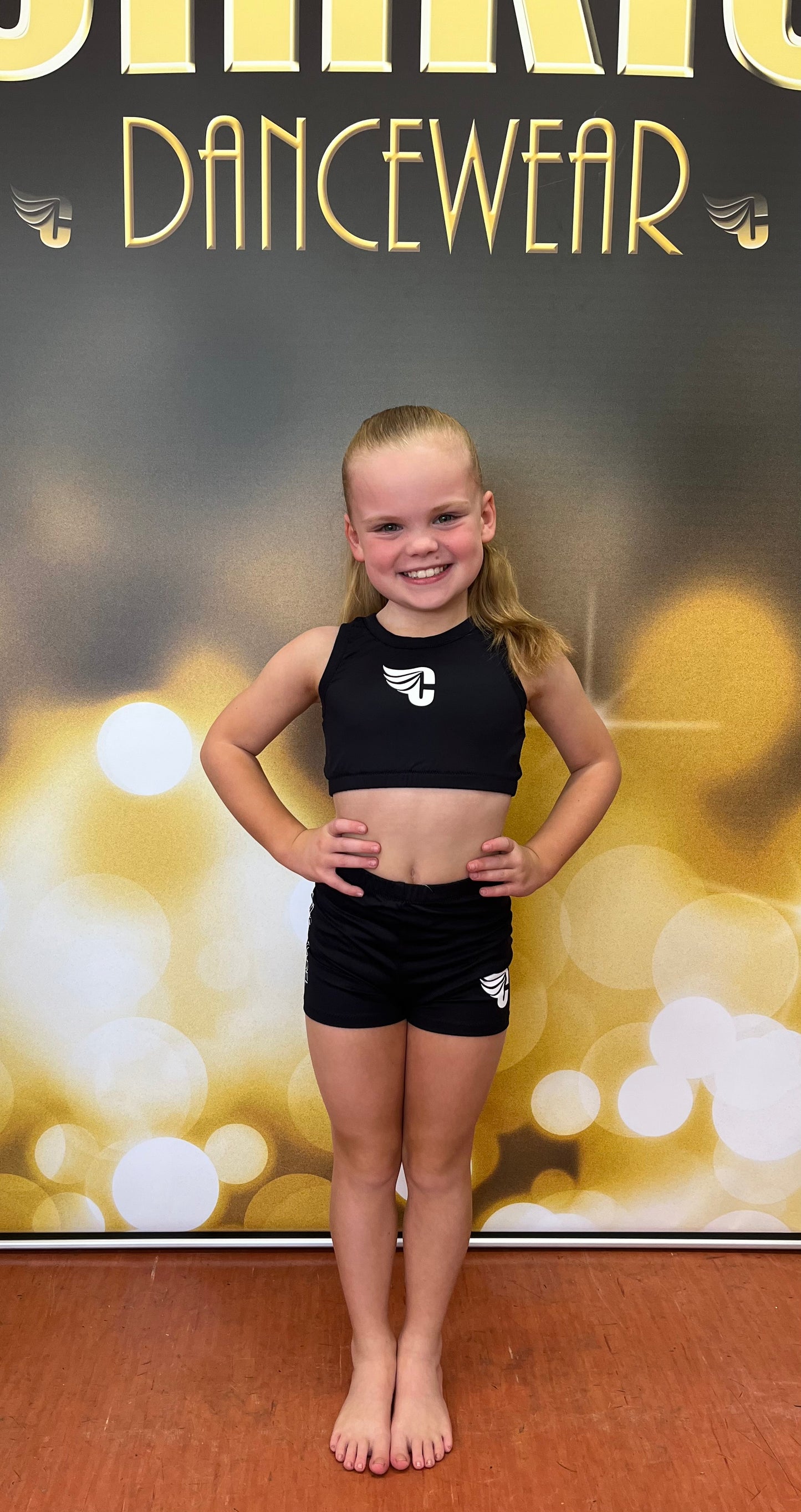 Girls Black Shorts With White Logo