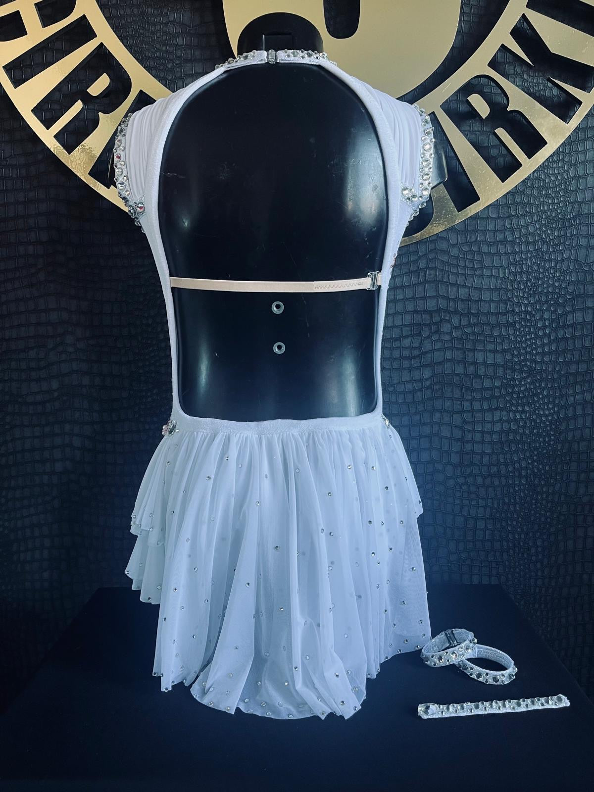 Age 9-11 White Lyrical Leotard With Pink Appliqués