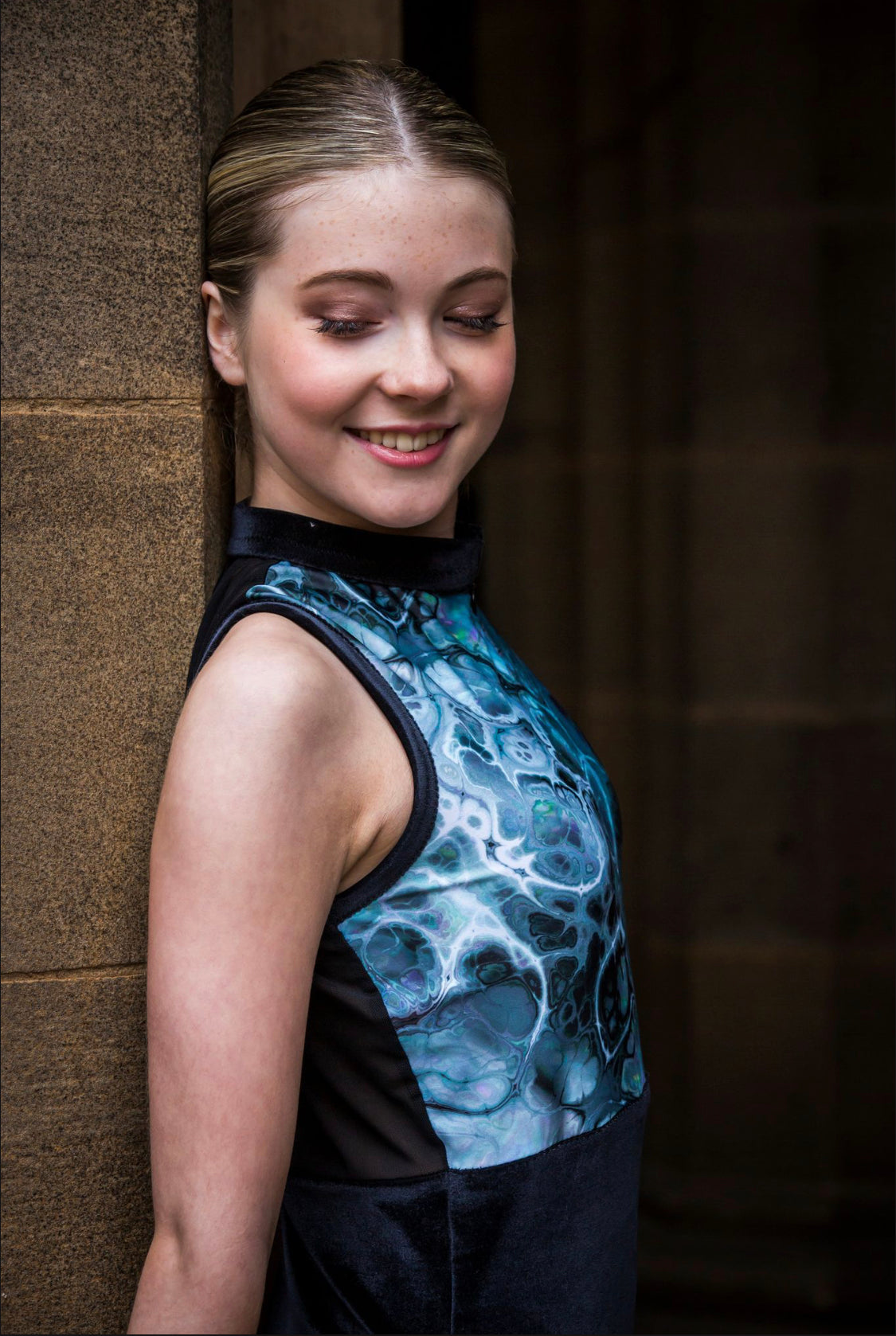 Girls Midnight Poison Lycra And Velvet Mesh Back Leo