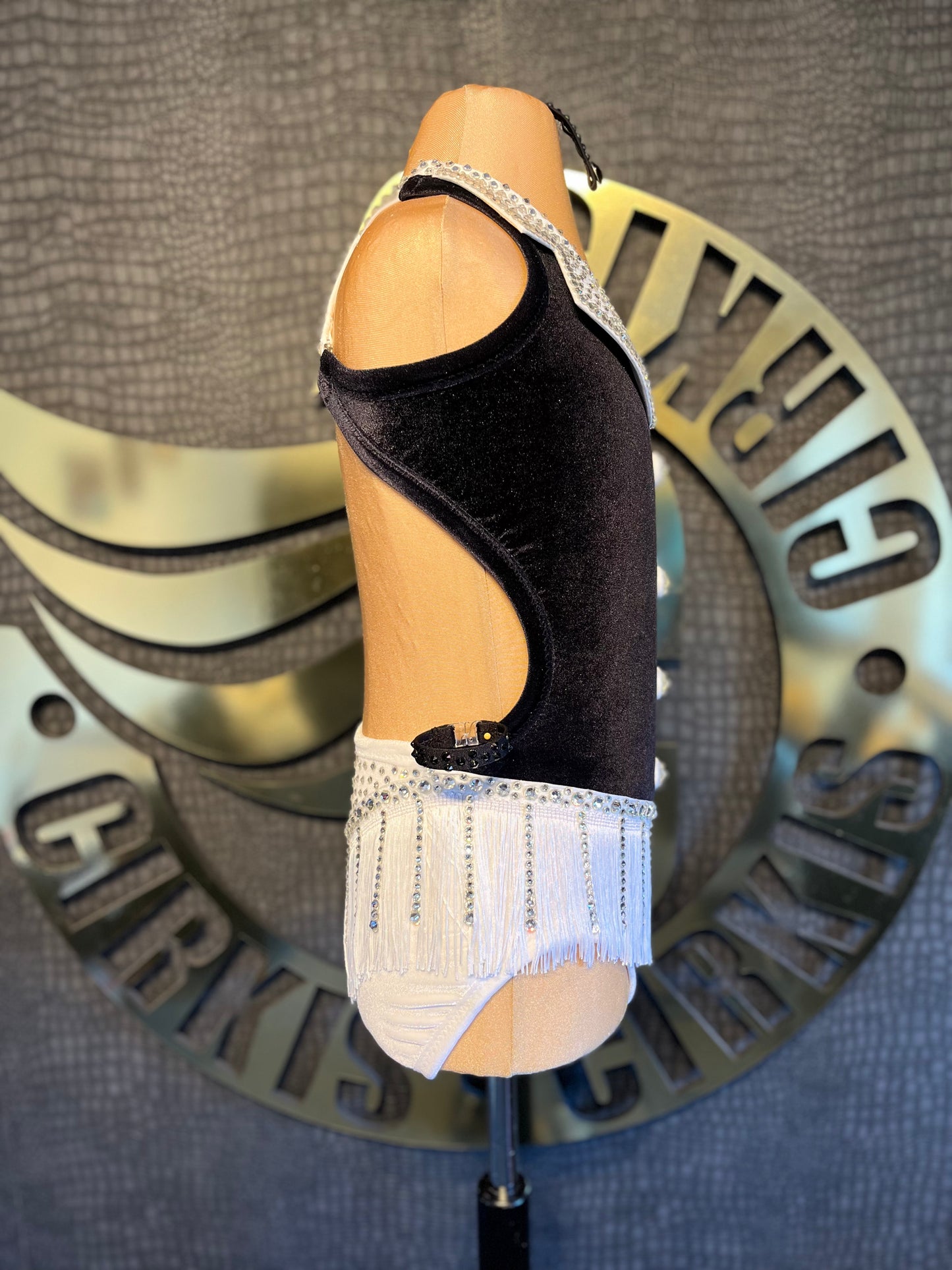 Age 12-13 Black and White Velvet Fringed Stage Costume