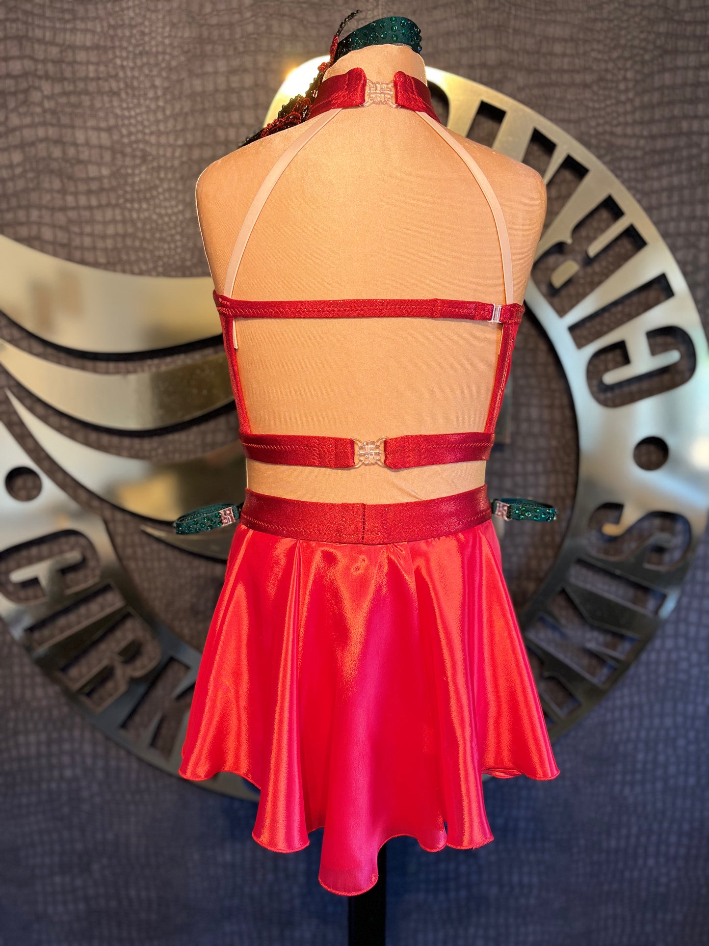 Age 12-13 Red Lyrical Stage Costume With Rose Appliqué Details