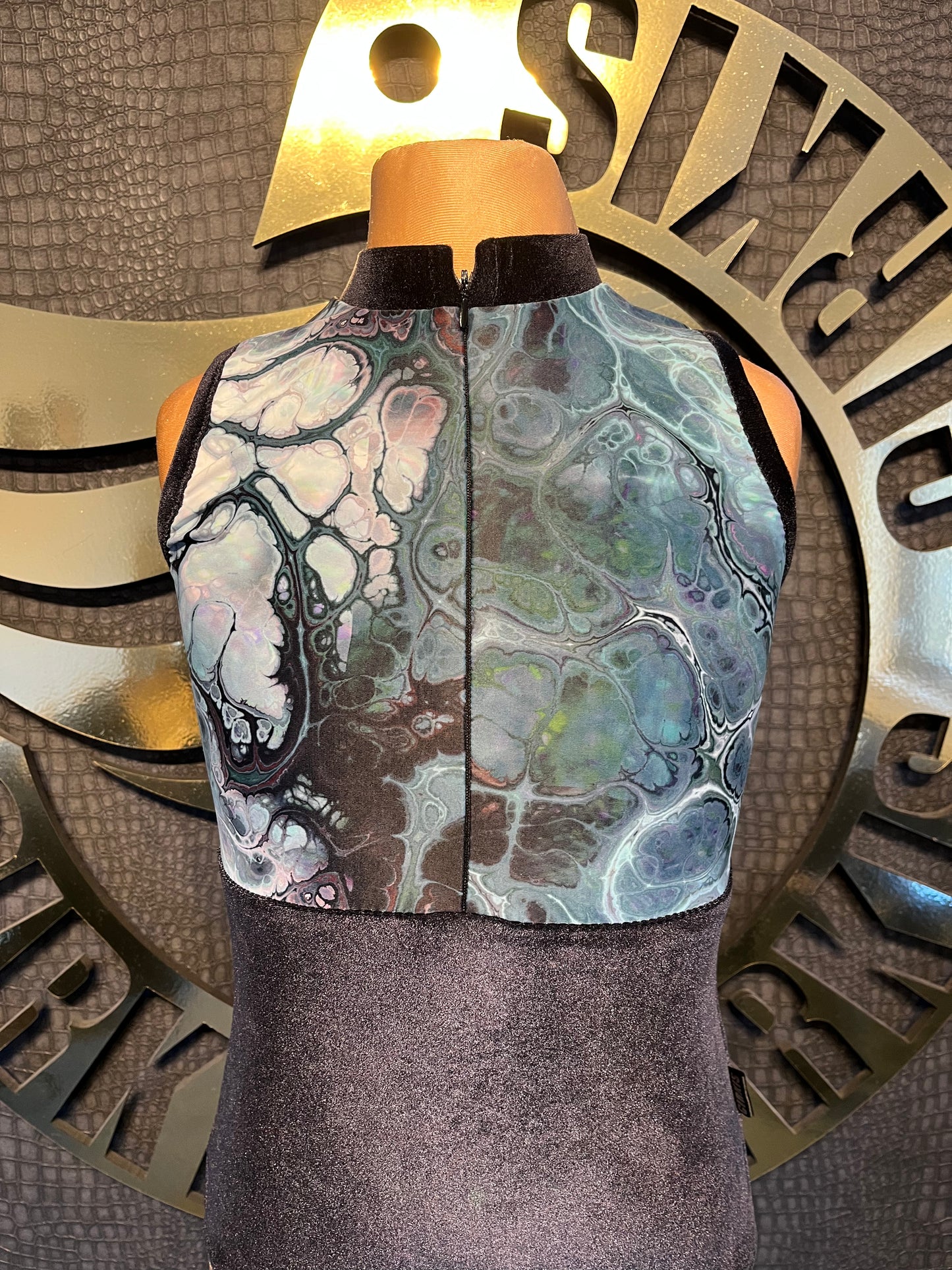 Girls Midnight Poison Lycra And Velvet Mesh Back Leo