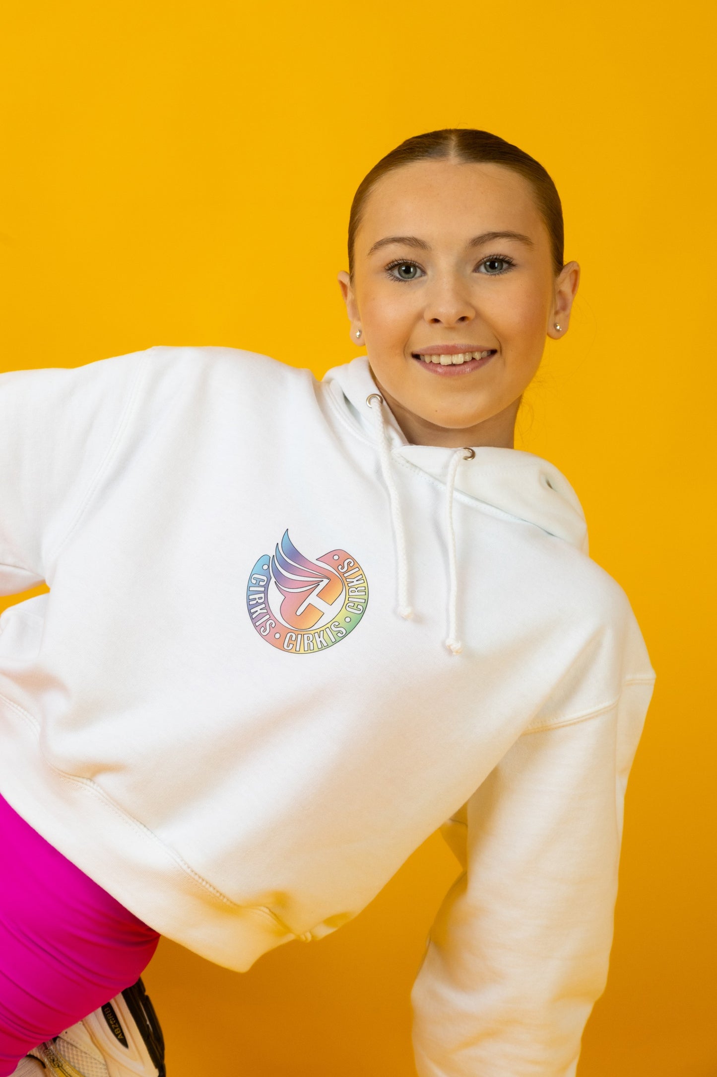 Girls Summer Pop Artic White Cropped Hoodie