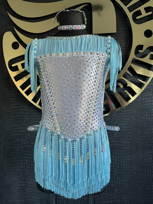Age 9-11 Years, Ice Blue & Silver Stage Costume